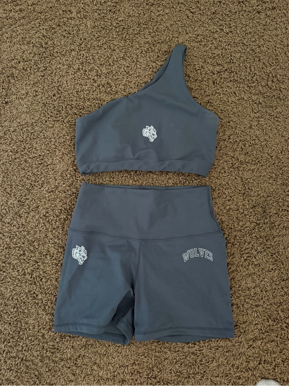 Darc Sport Charcoal One-Shoulder Sports Bra & High-Waist Shorts Set